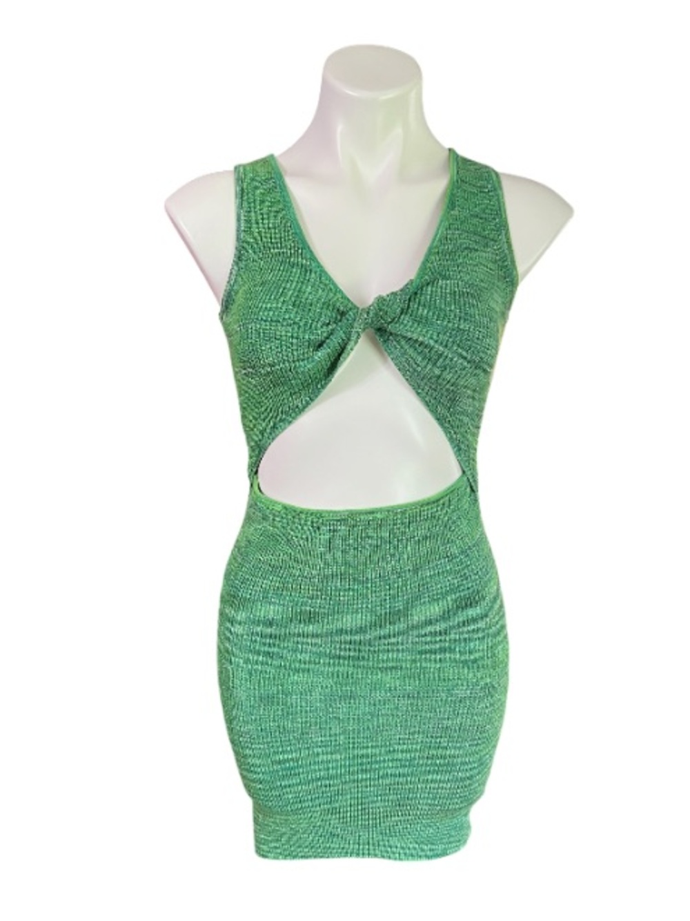 Y2K Cutout Bodycon Knit Mini Dress RedBerry Green Space Dye Size S